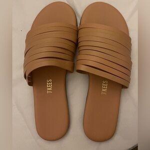 TKEES Tan Strappy Slide Sandals